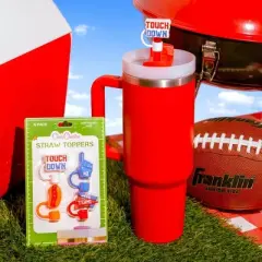 CharCharms 4pk Tailgate Football Straw Toppers