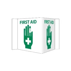 National Marker Notice Sign; Visi First Aid White 5 3/4X8 3/4 .125 PVC Plastic VS21W