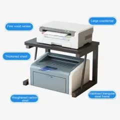 2 Tiers Wood Desktop Printer Stand, Heavy Duty Under Desk Small Printer Table, Home Office Printer Copier Stand, Printer Rack Desk Organizer Shelf