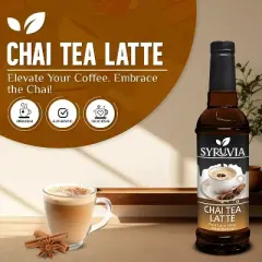 Syruvia Chai Tea Latte Syrup - 25.4 fl oz. Premium Flavoring Syrup For Coffee