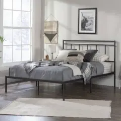 Queen Cannery Bridge Platform Bed Black - Sauder