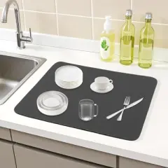 REGALWOVEN Large Diatomaceous Stone Dish Drying Quick Dry Coffee Mat for Kitchen Counter Dishes Cups and Utensils