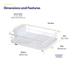 3-Piece Multi-Functional Dish Drying Rack with Drain Board & Utensil Holder