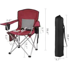 Gulches Portable Folding Camping Chair - Outdoor Chair with Armrests, Cup Holder & Carrying Bag, Ideal for Camping, Beach & More