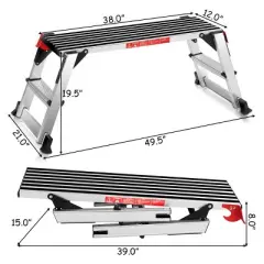 Costway 330lbs Aluminum Step Stool Folding Bench Work Platform Non-slip Drywall Ladder