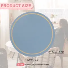 Unique Bargains Round PVC Leather Waterproof Anti-slip Home Decor Coasters 6 Pcs