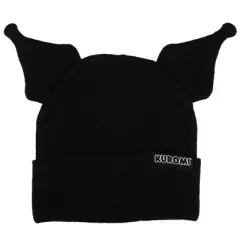 Kuromi Cuffed knitted Embroidered Logo With 3D Plush Horns Beanie Hat