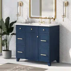 36" Bathroom Vanity Cabinet with Sink Top Combo Set
