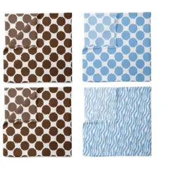Bacati - Ikat Blue/Chocolate Swaddling Muslin Blankets set of 4