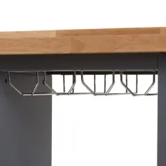 Sunderland Coastal and Farmhouse Natural Wood Kitchen Cart Gray, Light Brown - Baxton Studio