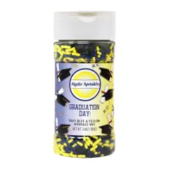 Mystic Sprinkles Graduation Day! Navy Blue & Yellow Sprinkle Mix 3.8oz