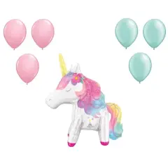 LOONBALLOON Unicorn Theme Balloon Set, 25 Inch Enchanted Unicorn Airfill Decor Balloon and 6x latex balloons
