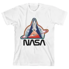 NASA Space Shuttle Flight White T-shirt Toddler Boy to Youth Boy