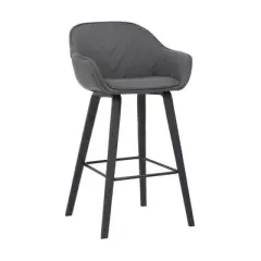 30"  Crimson Faux Leather Wood Counter Height Barstool Gray - Armen Living