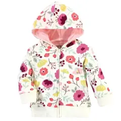 Touched by Nature Baby and Toddler Girl Organic Cotton Hoodie, Bodysuit or Tee Top, and Pant, Botanical