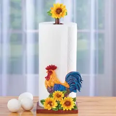 Collections Etc Rooster & Sunflowers Kitchen Paper Towel Holder 5.5 X 7.5 X 14.25