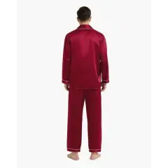 Mommesilk Piped Silk Pajamas For Men
