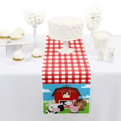 Big Dot of Happiness Farm Animals - Petite Baby Shower or Birthday Party Paper Table Runner - 12 x 60 inches