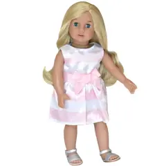 Sophia&rsquo;s Stripe Party Dress and Sandals for 18" Dolls, Pink/White