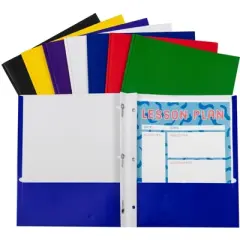 C-Line 2-Pocket Recycled Portfolio with Prongs, Assorted Colors, Set of 100