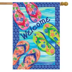 Colorful Flip Flops Summer House Flag Nautical 28" x 40" Briarwood Lane