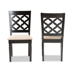 2pc Ramiro Fabric and Wood Dining Chairs Set - Baxton Studio