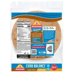 Mission Taco Size Carb Balance Whole Wheat Tortillas - 12oz/8ct