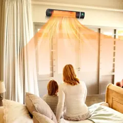 Costway Wall-Mounted Patio Heater 750W/1500W Infrared Heater with 9-Level Adjustable 24H Timer & Remote Control Black