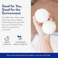 The Clean People 100% New Zealand Wool Dryer Balls &ndash; Wool for Laundry, Fabric Softening, Anti-Static, No Lint, Odorless & Reusable