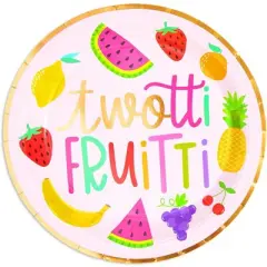 Sparkle and Bash 48 Pack Two-tti Frutti Paper Plates for 2nd Birthday Party Decorations (9 In)