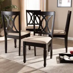 Set of 4 Reneau Finished Wood Dining Chairs Brown - Baxton Studio: Rubberwood Frame, Polyester Seat, Foam Padding