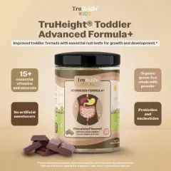 TruHeight Toddler Advanced Formula+ (Chocolate) 16 Vitamins Including Protein, Vitamin C, D & Iron for 1, 2, 3 Years Old, Pediatric Endorsed Nutrition