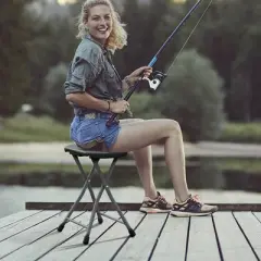 Tangkula 3PCS 18"H Folding Stool Portable & Foldable Camping Chair w/ Built-in Handle