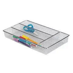 Better Houseware Chrome Cutlery Tray, Large in Silver