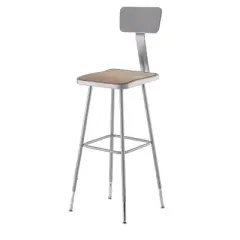2pk 32"-39" Adjustable Heavy Duty Square Steel Barstool with Backrest Gray - Hampden Furnishings