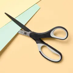 8" Home and Office Scissors - up&up&trade;: Stainless Steel, Black, Adult School Scissors, Non-Powered Desk Tool