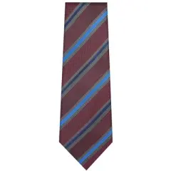 TheDapperTie Men's Burgundy And Blue Stripes Necktie with Hanky