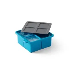 Houdini King Cube Ice Cube Tray with Lid: Silicone Whiskey Ice Mold, Reusable Blue Ice Maker, Dishwasher-Safe