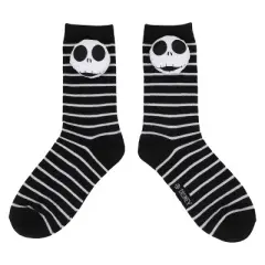 Nightmare Before Christmas Jack Skellington Adult Black & White Striped Casual Crew Socks