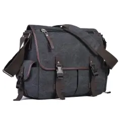 Vintage Canvas 15 inch Laptop Messenger Bag College Computer Satchel Shoulder Bag Travel Office Briefcases