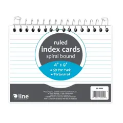 C-Line&reg; Spiral Bound Index Card Notebook, 4" x 6", Ruled, Pack of 10