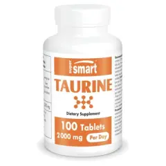 SuperSmart Taurine Supplement 2000mg per Day (High Strength) - Amino Acid - Sport Nutrition | Non-GMO & Gluten Free - 100 Tablets