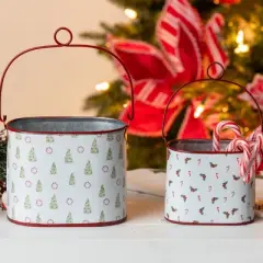 Transpac Metal Candy Cane Lane Containers Set of 2 Decorative Christmas Sculptures for Indoor Tabletop Decor