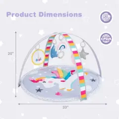 Infans Baby Play Gym Mat Thicker Tummy Time Mat with 5 Detachable Hanging Toys