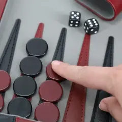 WE Games Tournament Backgammon Set - Burgundy & Black Leatherette