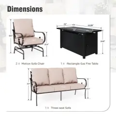 Captiva Designs 4pc Extra Large Metal Outdoor Patio Fire Pit Set with Rocking Pattern-back Chairs