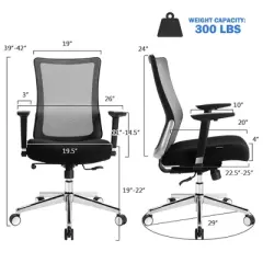 Costway Ergonomic Mesh Office Chair Sliding Seat Height Adjustable w/ Armrest