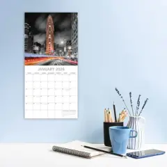 2026 Square Wall Calendar, New York Limelight, 16-Month Passport Collection Theme with 180 Reminder Stickers (12x12 In)