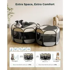 GOTGELIF 2-Room Portable Foldable Pet Playpen With Carrying Case For Indoor/Outdoor
