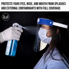 Bison Life Disposable Clear Face Shield, Lightweight Splash Protection, One Size, Blue - 10 Pack
